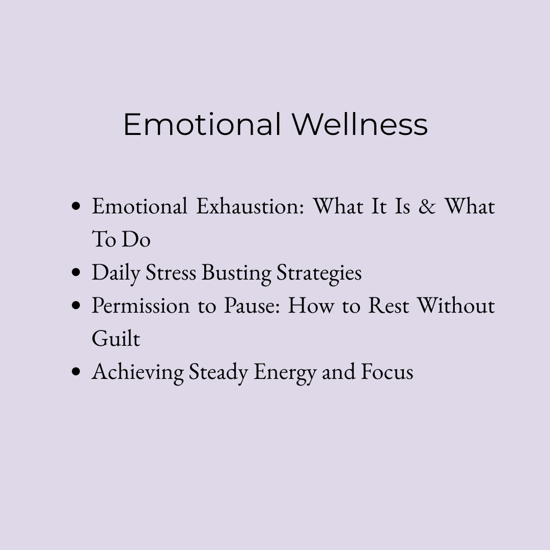 Emotional Wellness Webinar Topics Bulleted List